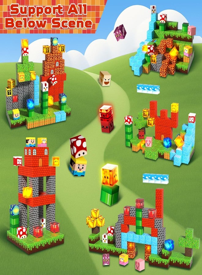Goody King 200pcs Magnetic Blocks with Light Blocks, Educational Sensory Magnet Toy Gift, STEM Montessori Building Set for Kids Ages 3+, Creative Magnetic Cubes Construction Playset - Image 3